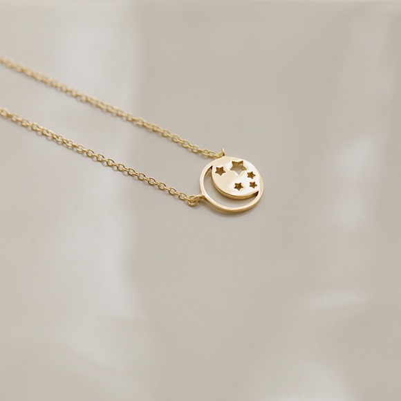 Celestial Moon & Stars Necklace | 14k Gold Plated - Picture 2 of 7